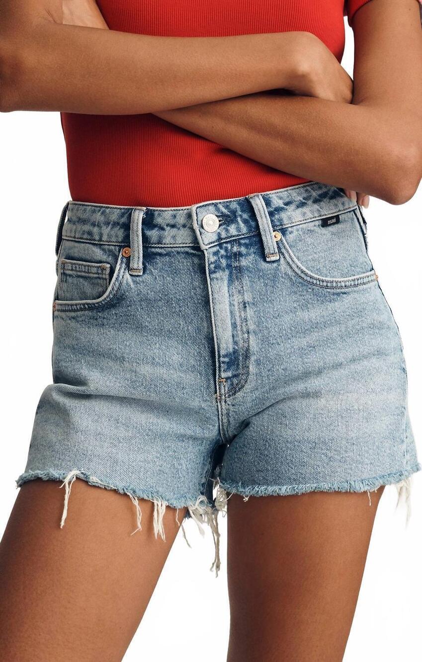 NEW MAVI rosie boyfriend shorts in mid brushed classic blue